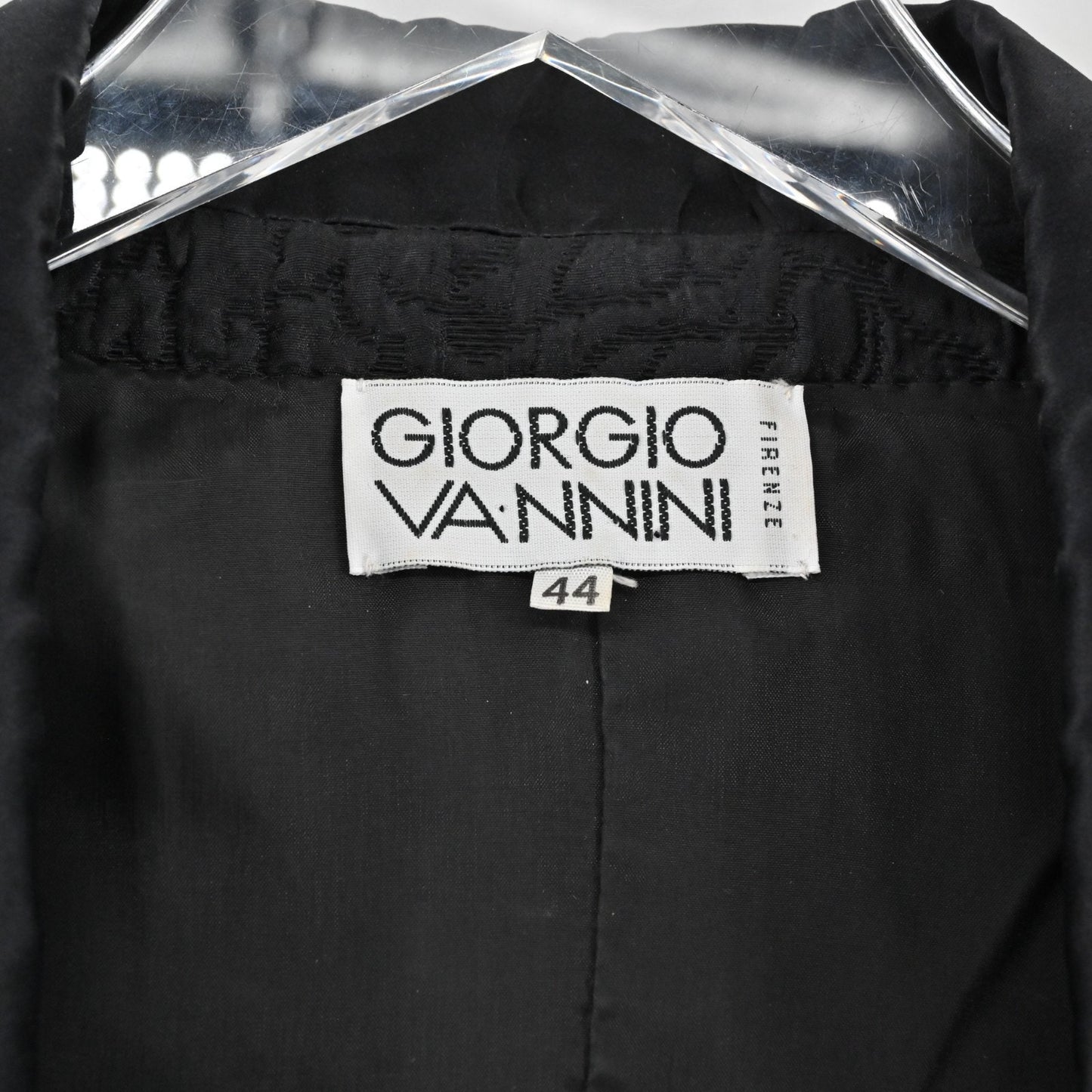 Vtg Giorgio Vannini Womens Jacquard Floral Blazer Size 44 Satin Black Jacket 80s