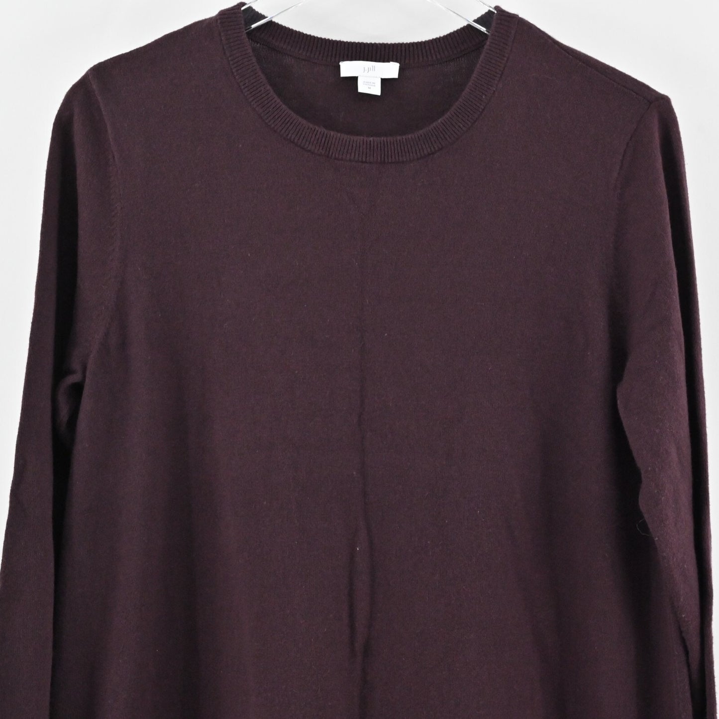 J JILL Sweater Dress Size M Merlot Knit Long Sleeve Shift Knee Length Casual