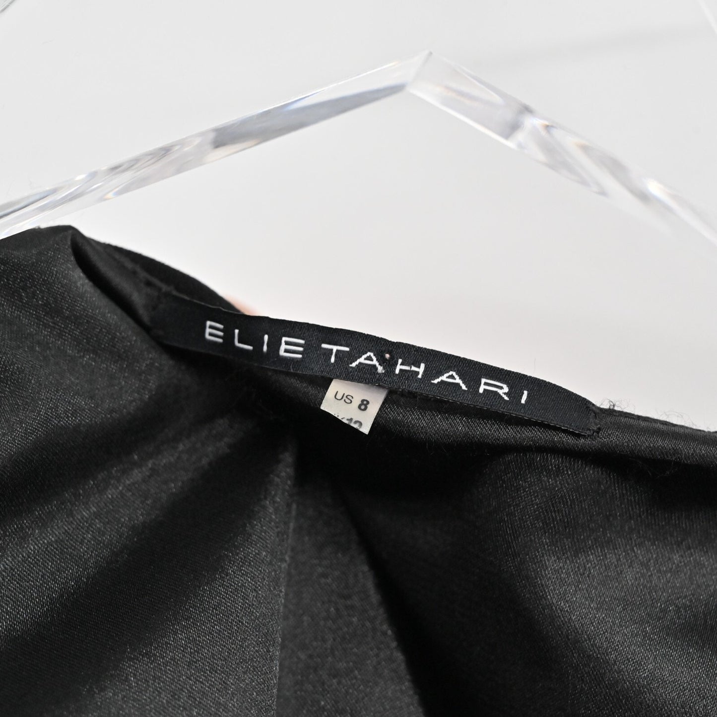 ELIE TAHARI Dress Size 8 Black Scoop Neck Pleated Front Detail Sleeveless Mini