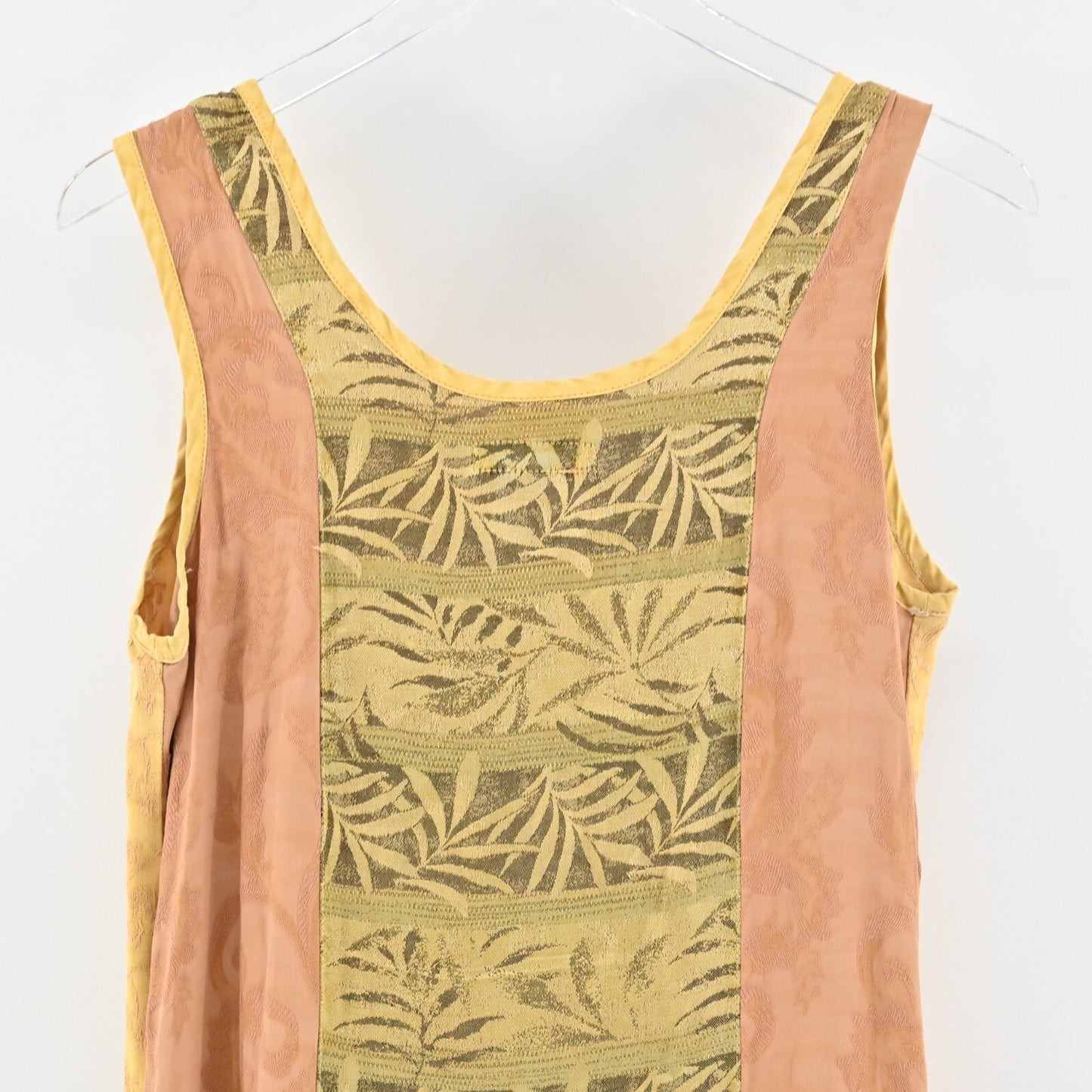 CITRON Bohemian Dress Size M Mixed Print Jacquard Sleeveless Yellow Maxi Shift