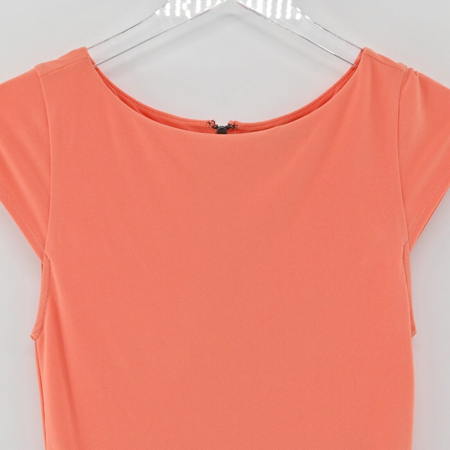 ALICE OLIVIA Top Womens Sz XS Ella Peplum Ponte Blouse in Papaya Short Sleeve