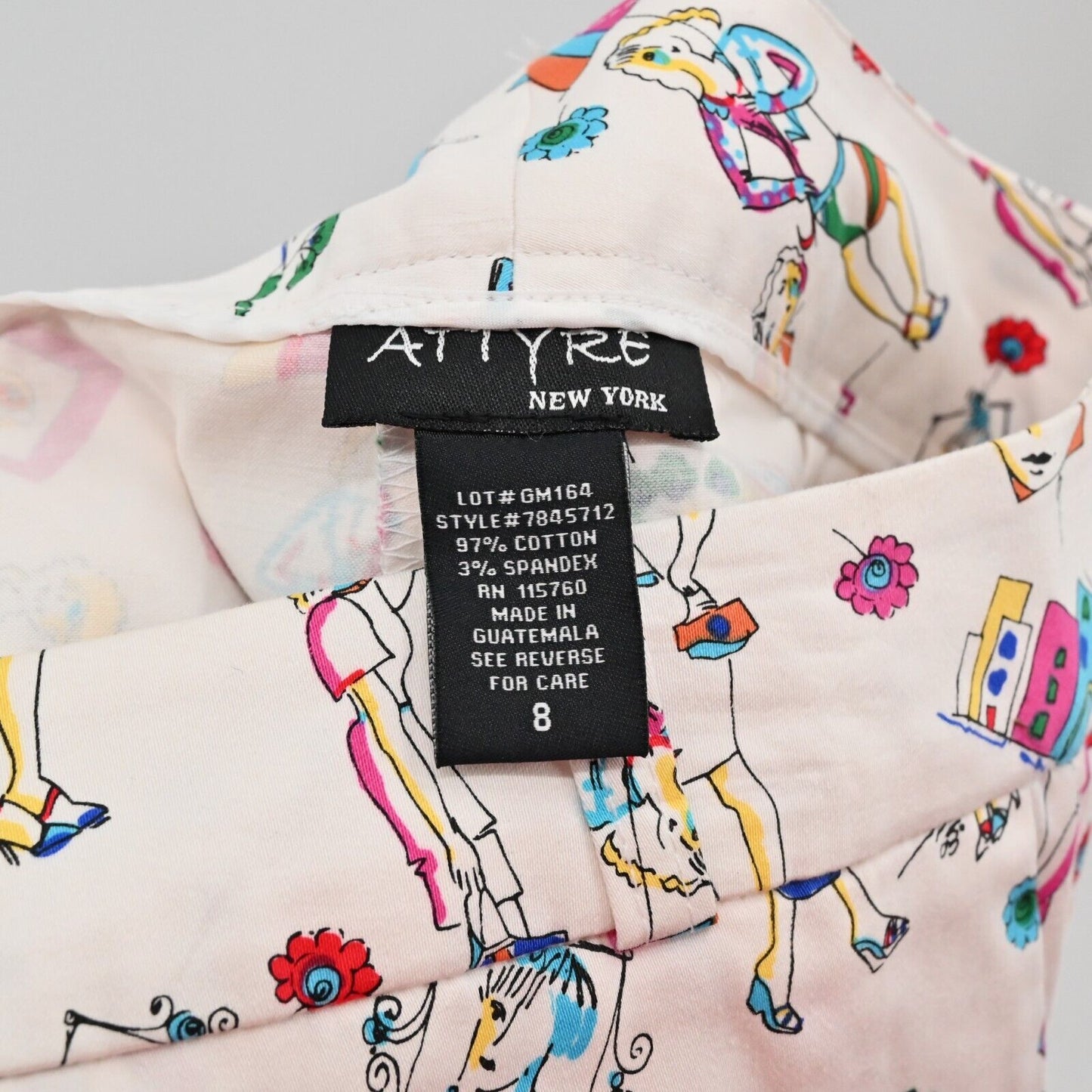 Vtg Skirt Womens Size 8 Downtown Ladies Print Multicolor Mini Pockets ATTYRE