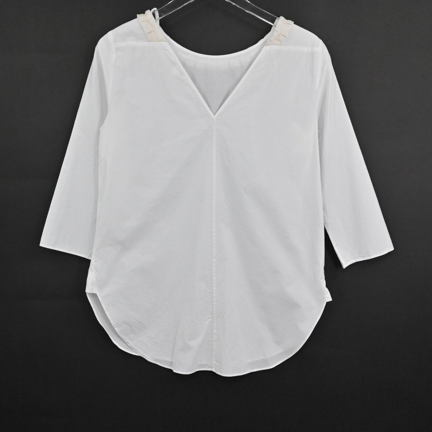 COS Womens Cotton Silk Top Size EUR 36 White Ivory Ruffle Neck Detail Blouse