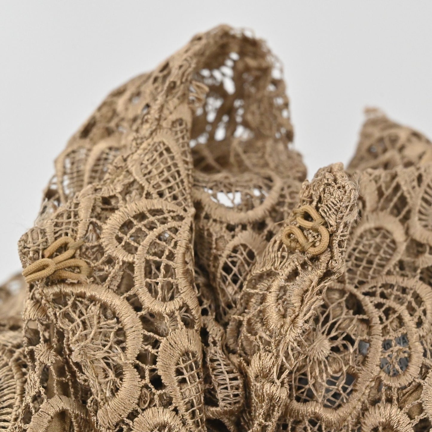 CHICHOS Womens Crochet Jacket Size 3 / XL Tan Lace Floral Blazer Dainty Feminine