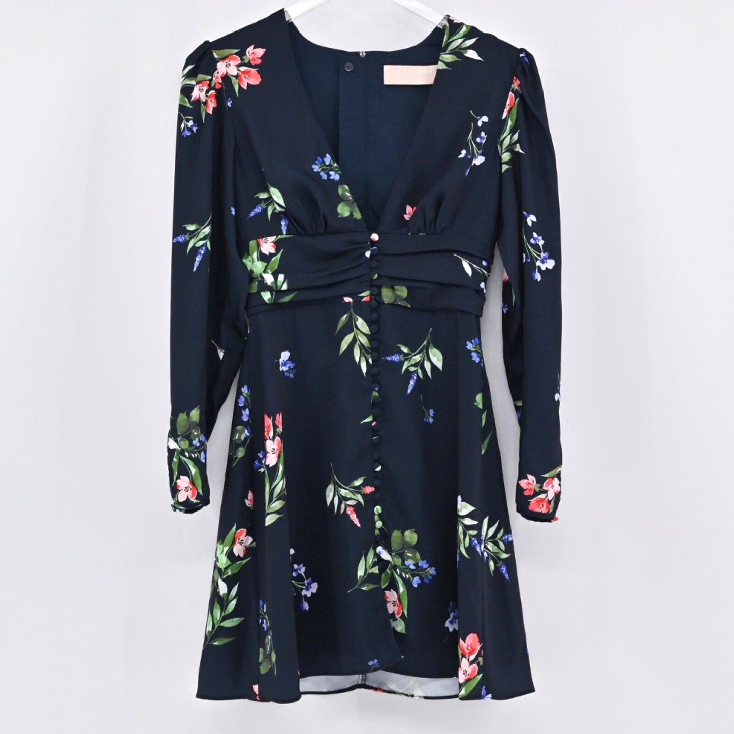 KEEPSAKE Womens Glory Blue Floral Dress Size XS Mini Empire Waist Puff Sleeve