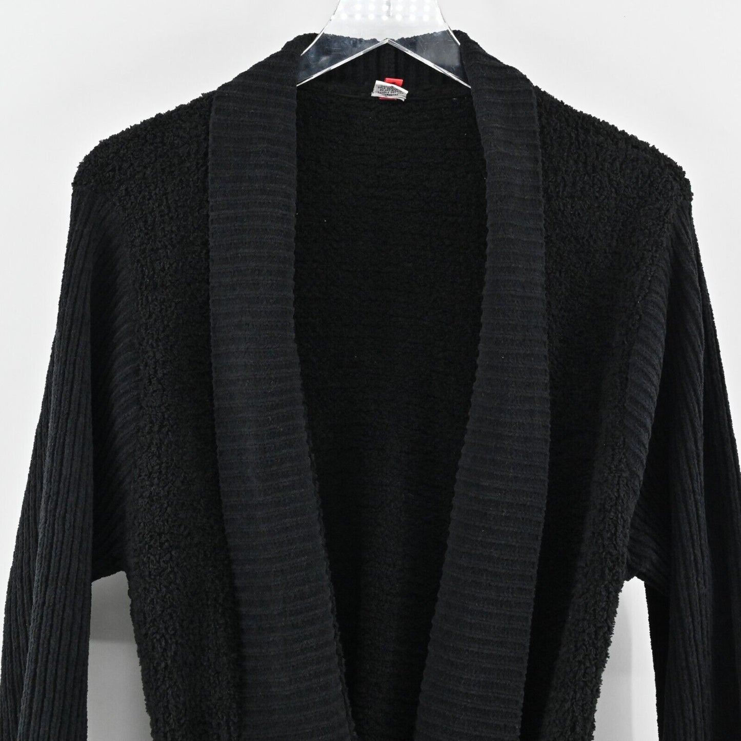 NATORI Robe Womens Sz L Black Fleece Belted Comfort Sherpa Plush Soft Cozy JOSIE