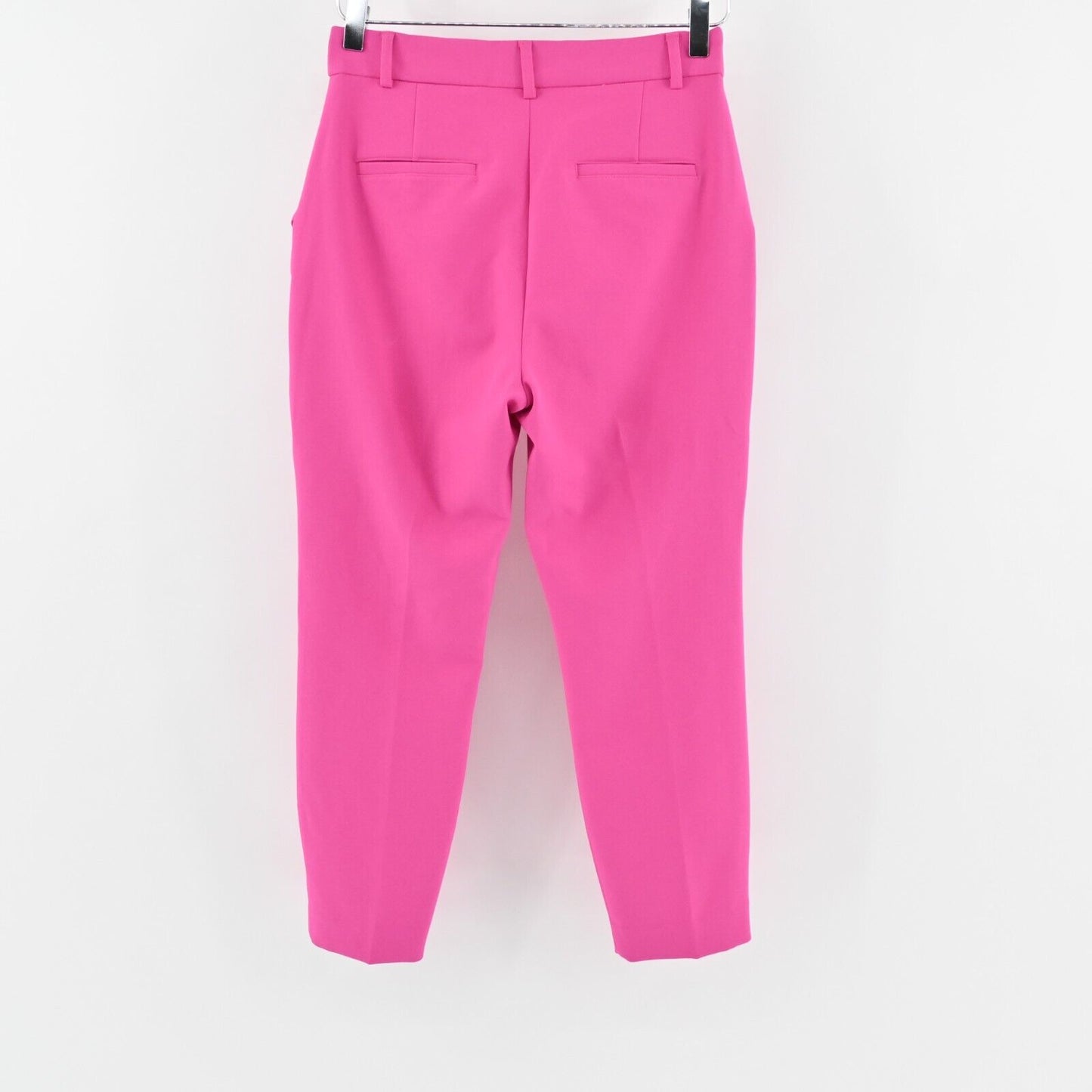 EXPRESS Pants Womens Sz 2S Solid Hot Pink Stretch Crop High Rise Pockets Office