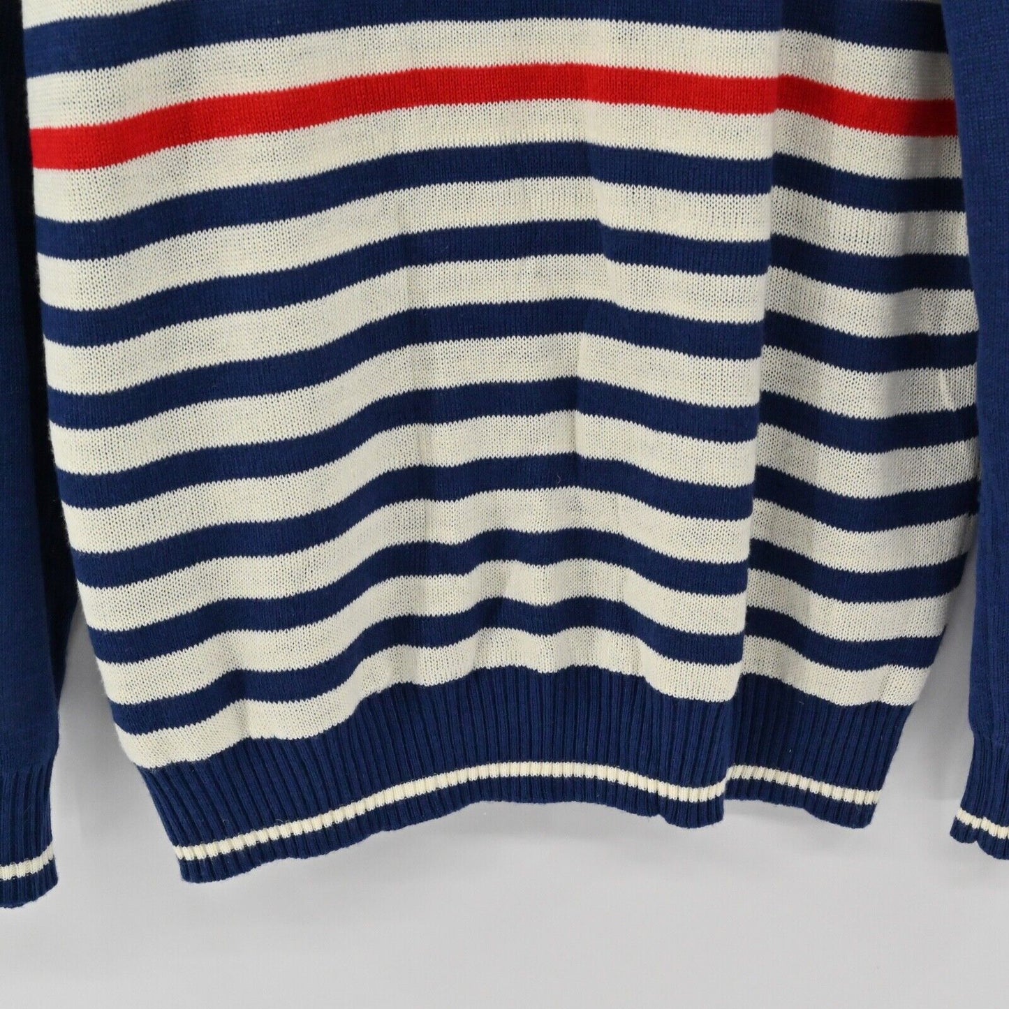 TIPSY ELVES Sweater Mens Sz L Striped USA Flag Crew Neck Retro Preppy Sportswear