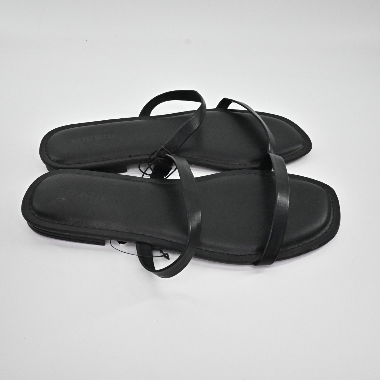 Torrid Womens Thin Double Band Slide Black Sandals Size 9WW NEW Slip On Open Toe