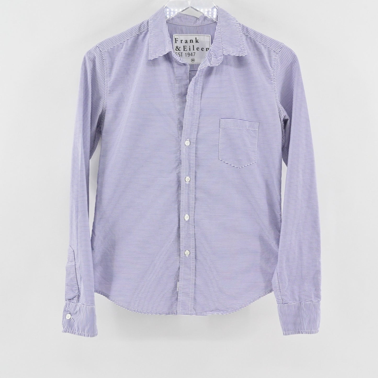 Frank Eileen Womens Barry Button Front Top Size XS Purple White Stripe Blouse