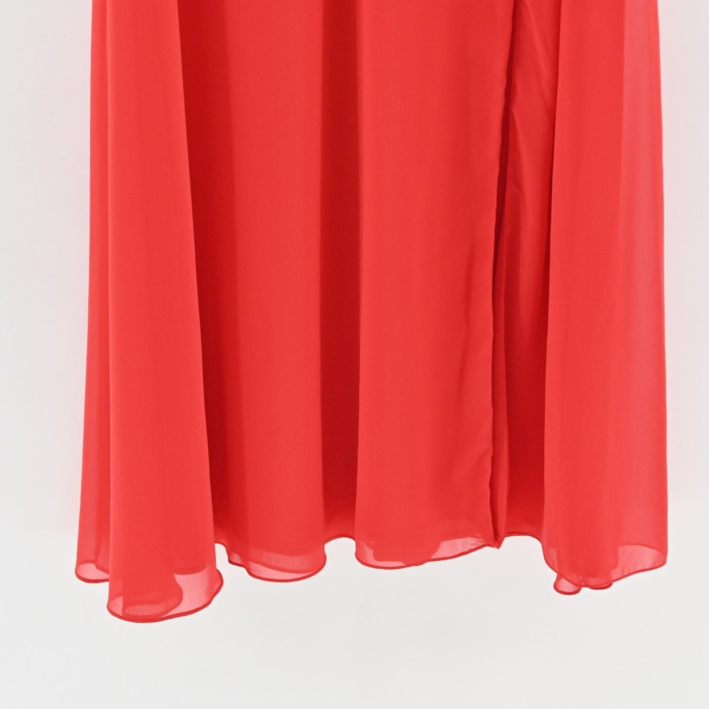 MAC DUGGAL Dress Sz 10 Ieena Chili Red Chiffon VNeck Bow Detail Flowy Midi 55627