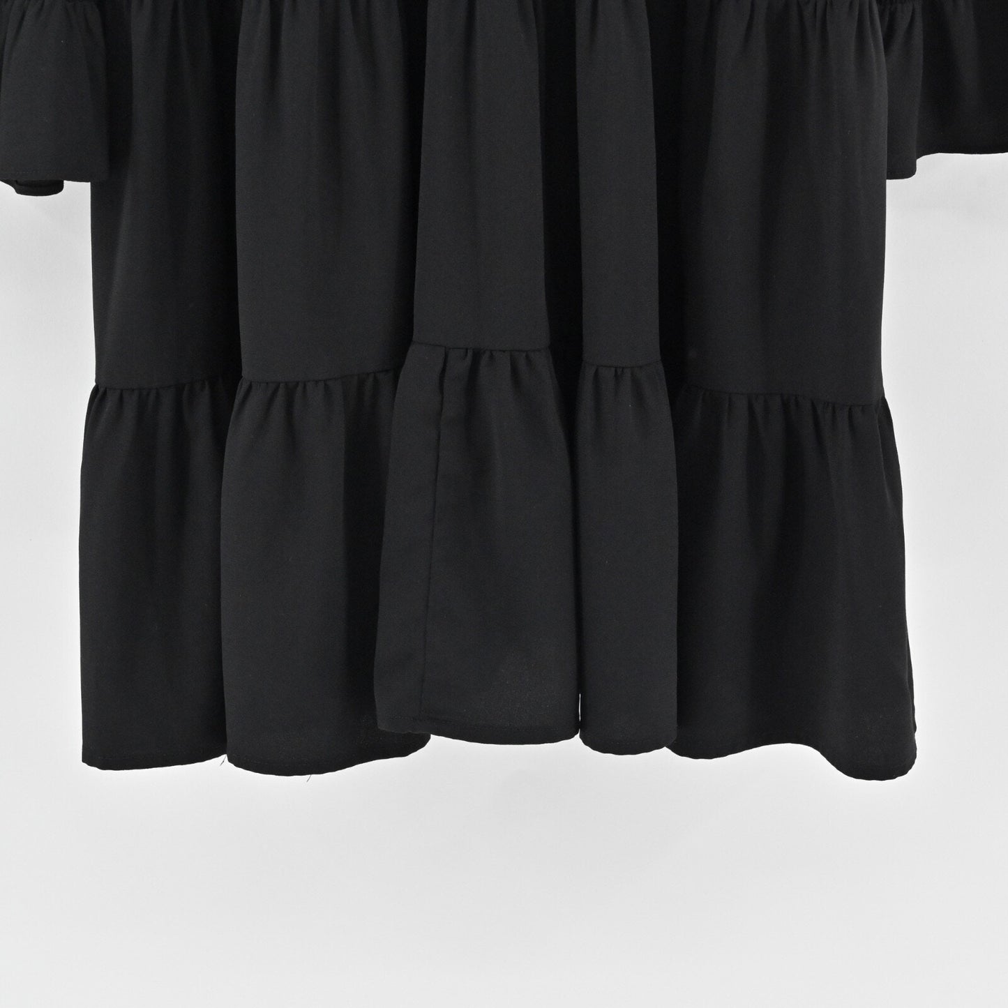 POMANDER PLACE Kenzo Mini Dress Sz M Black Tiered Ruffle Bell Sleeve Tuckernuck