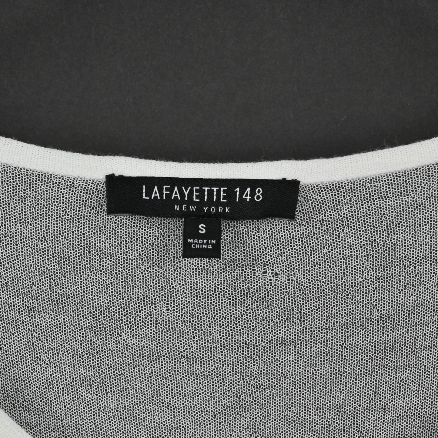 Lafayette 148 Womens White Ribbed Top Size S Structured Mesh Quiet Luxury Blouse