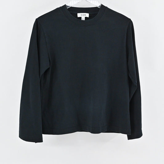 COS Sweatshirt Womens Size XS Solid Black Crewneck Jumper Top Casual Long Sleeve