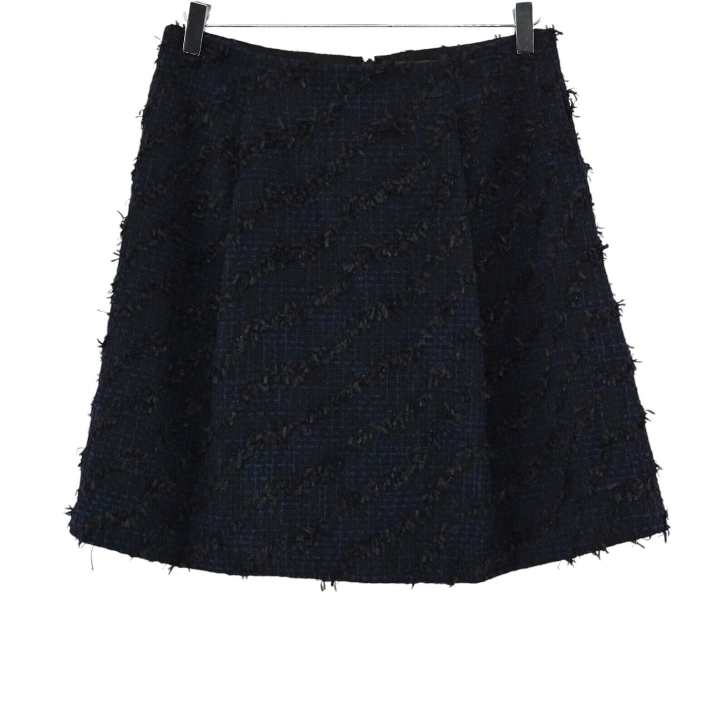 J MCLAUGHLIN Skirt Womens Size 6 Dark Navy Blue Tweed Fringe Textured ALine Mini
