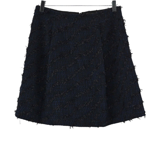 J MCLAUGHLIN Skirt Womens Size 6 Dark Navy Blue Tweed Fringe Textured ALine Mini