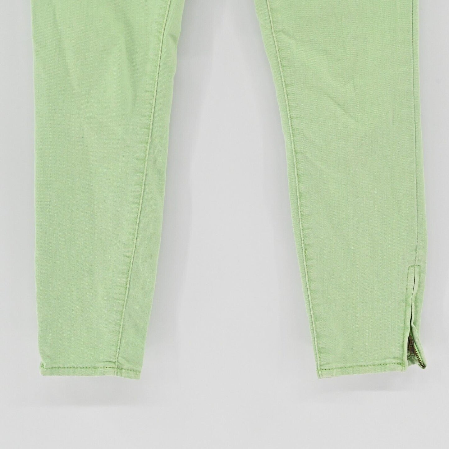FREE PEOPLE Jeans Womens Sz 26 Low Rise Mint Green Skinny Leg Stretch Zip Ankle