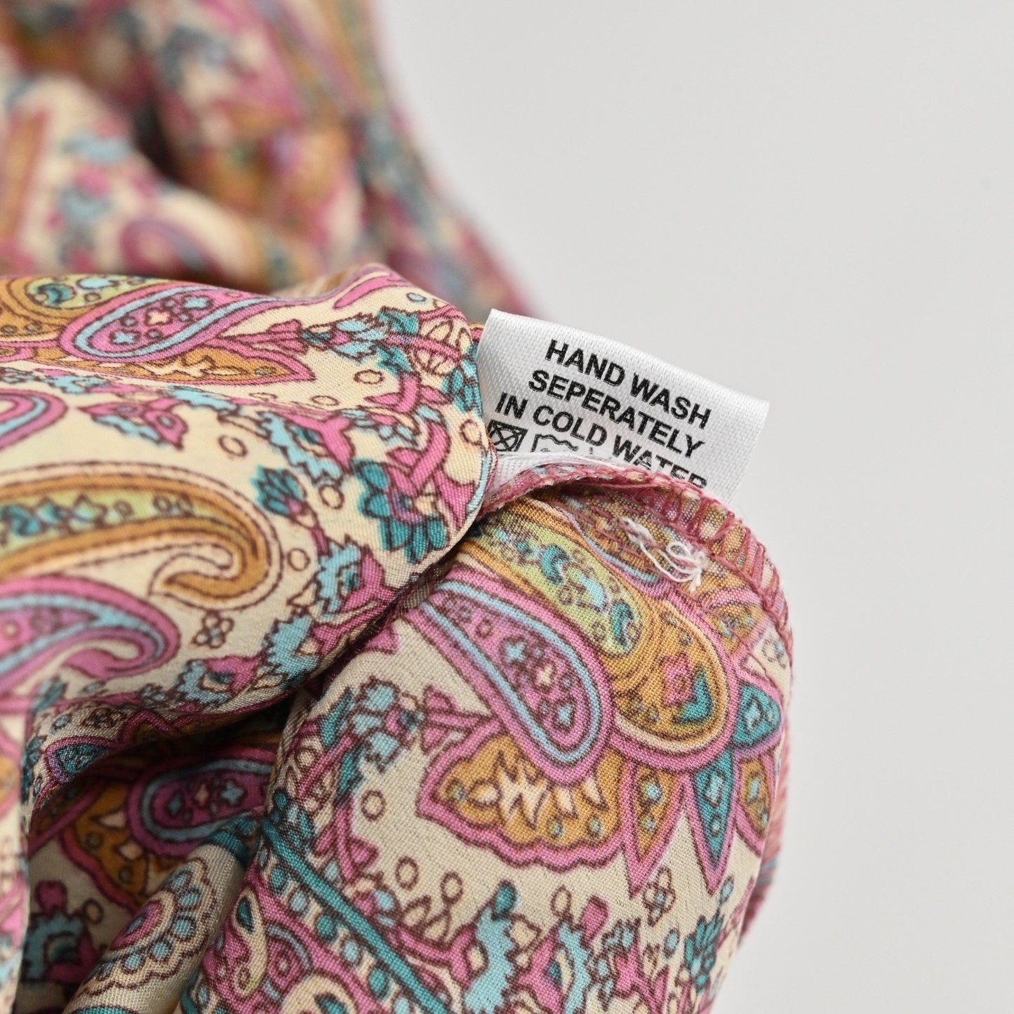 PERRY WALKER COLLECTIVE Cornelia Midi Dress Sz L Beige Paisley Silk Peasant Boho