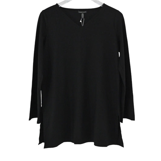 EILEEN FISHER Top Womens Sz XS Crepe Black Long Sleeve Capsule Lagenlook NEW