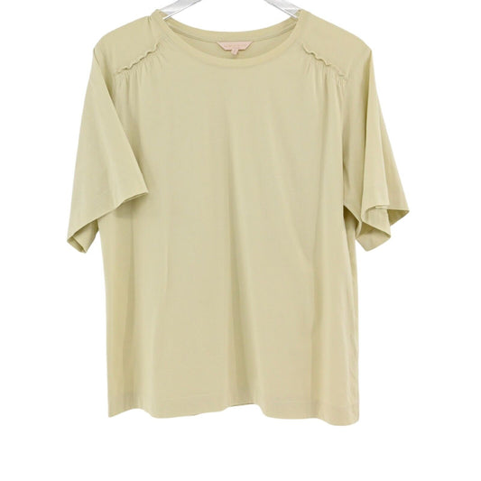 REBECCA TAYLOR Womens Size L Short Sleeve Tee Shirt Ruffle Relaxed Pastel Green