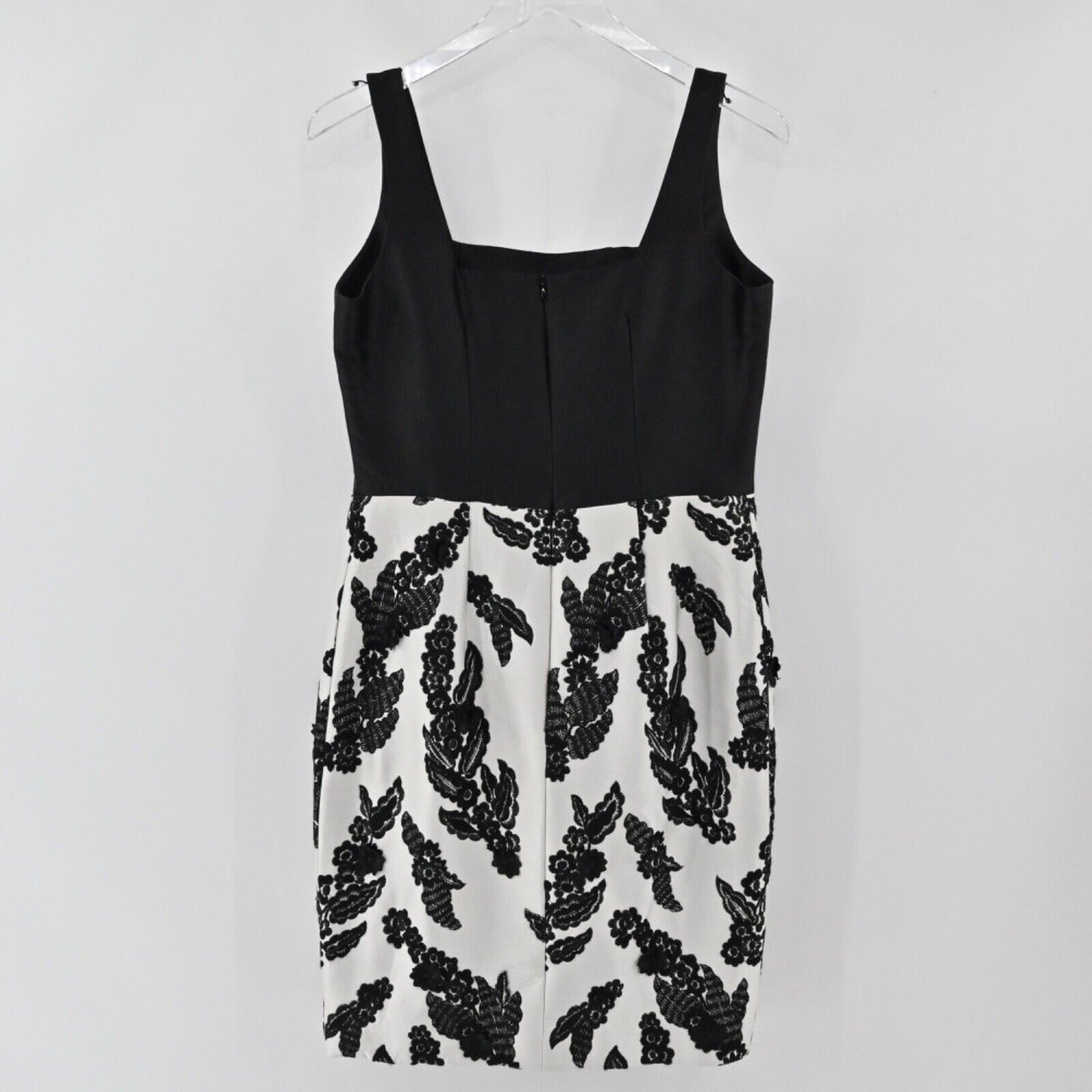 SHANNON MCLEAN Dress Womens Size 10 Black White Floral Embroidered Mini Sheath