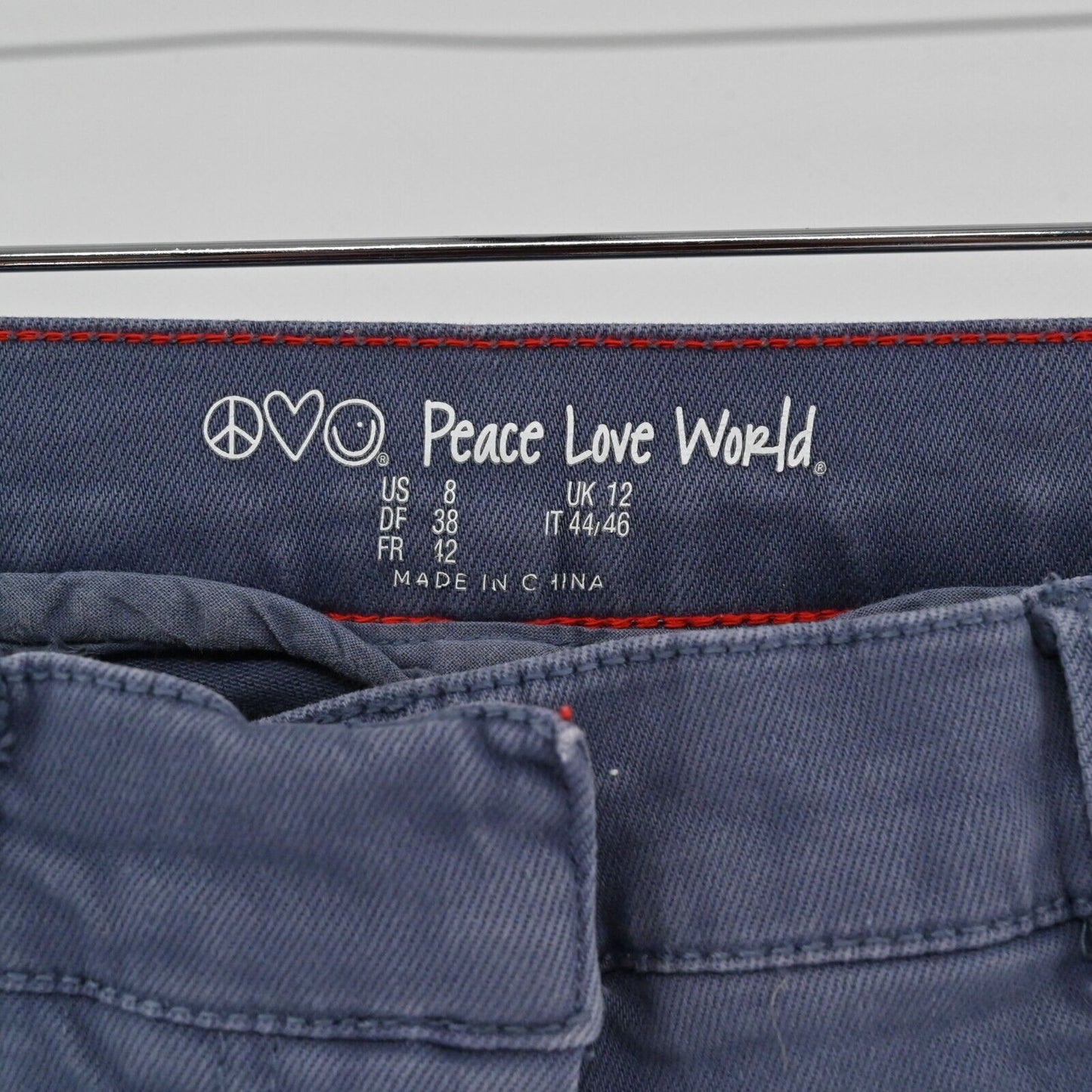 PEACE LOVE WORLD Jeans Womens Sz 8 Cropped Wide Leg Twill Blue Denim Zip Pockets