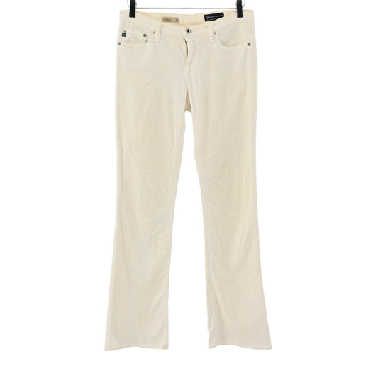 AG Pants Womens Sz 27 Ivory Corduroy The Angel Bootcut Low Rise Rhinestone Logo