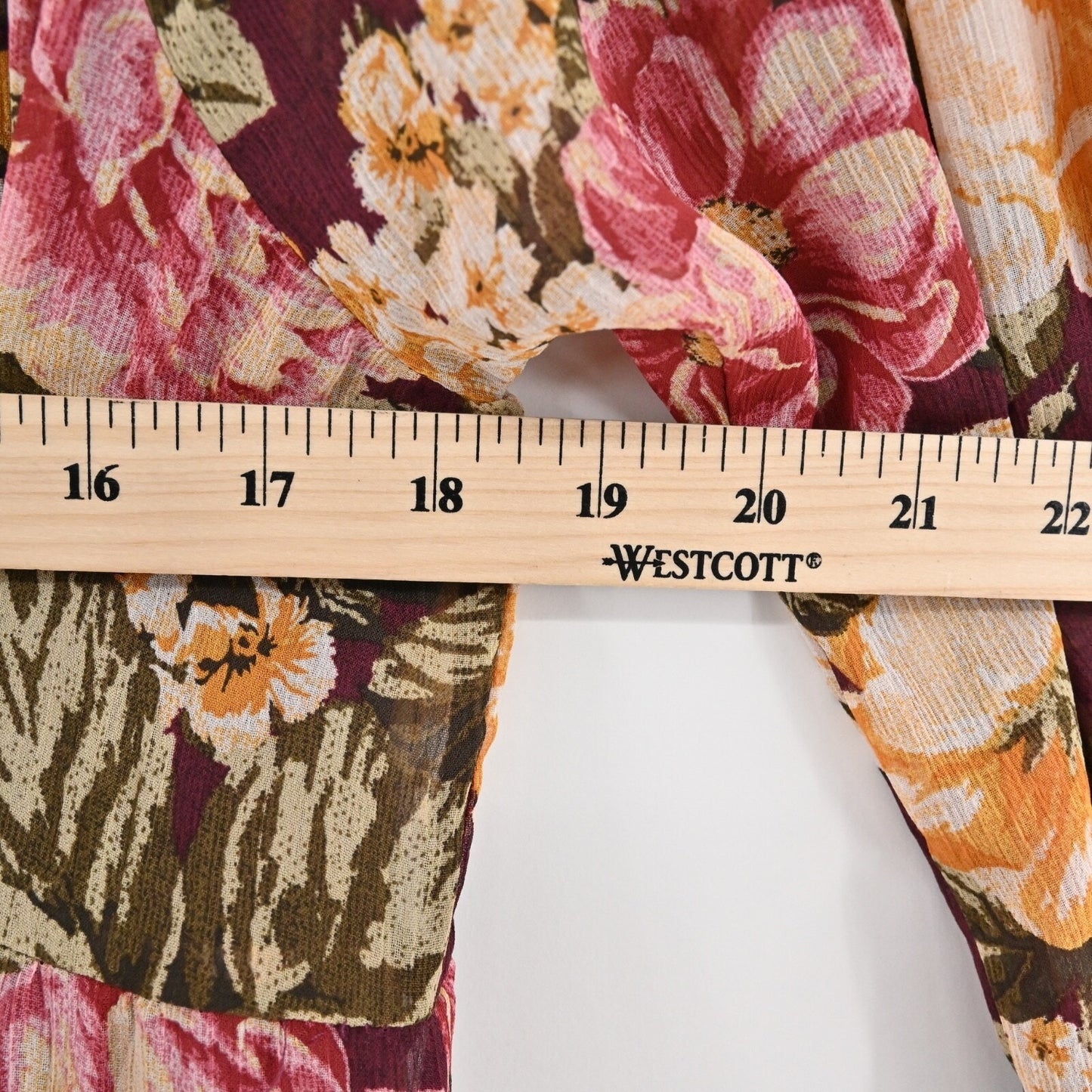 EN CREME Floral Boho Dress Size L Tiered Ruffle Balloon Sleeve Square Neck Retro