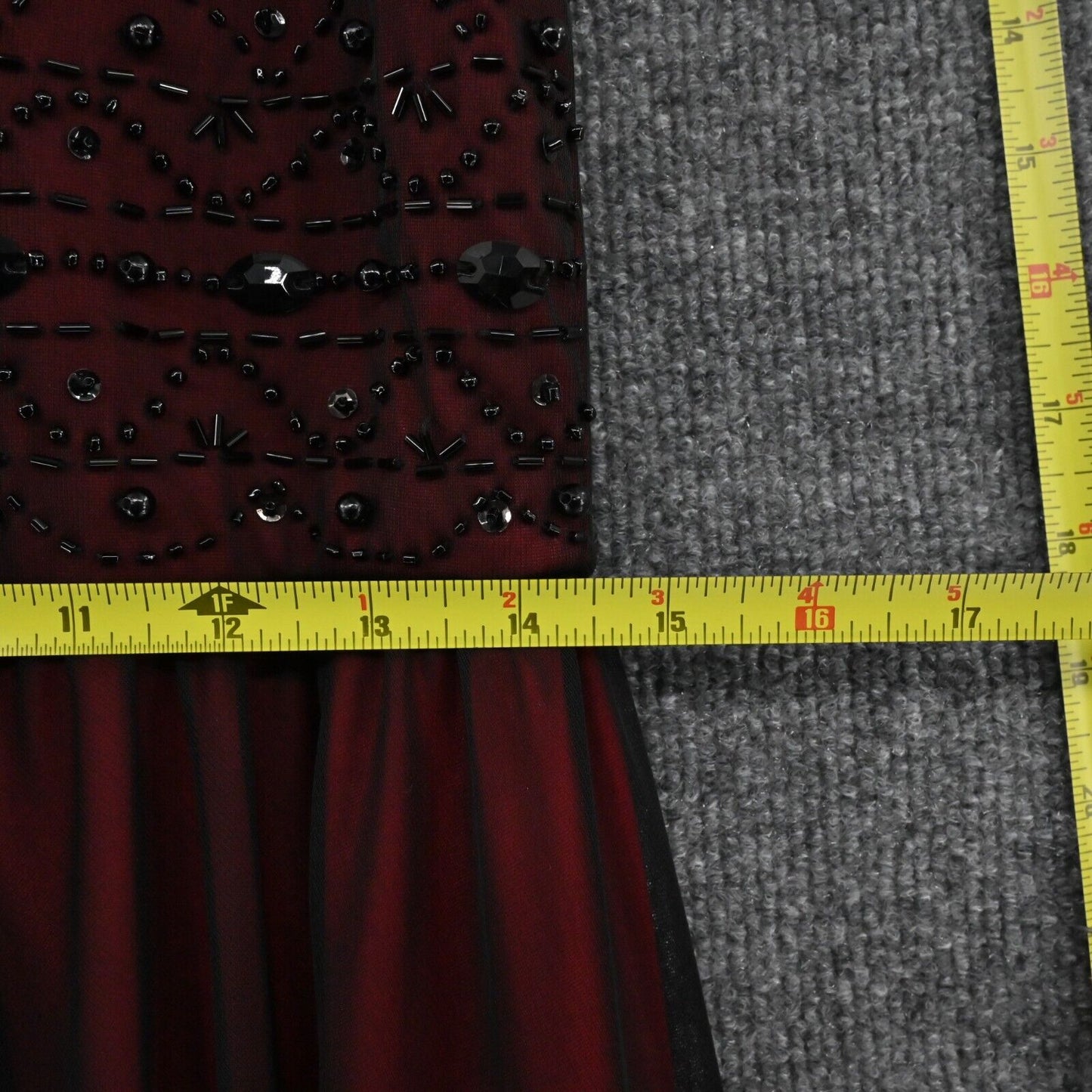 LA NOUVELLE RENAISSANCE Dress Womens Sz 10 Black Red Mesh Embellished Sleeveless