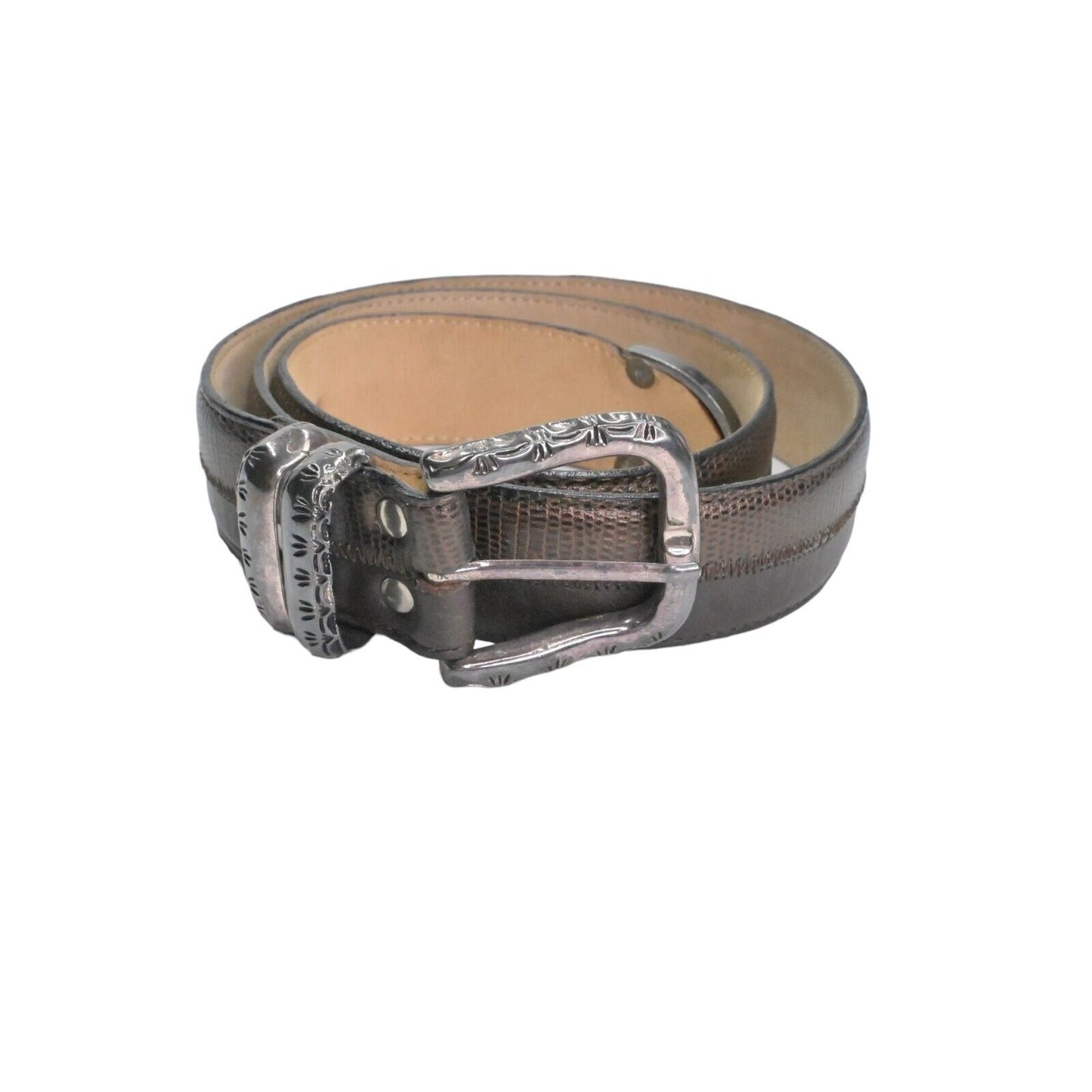 Vtg LEATHEROCK Belt Womens Size XL Brown Patchwork Snakeskin Genuine Leather USA