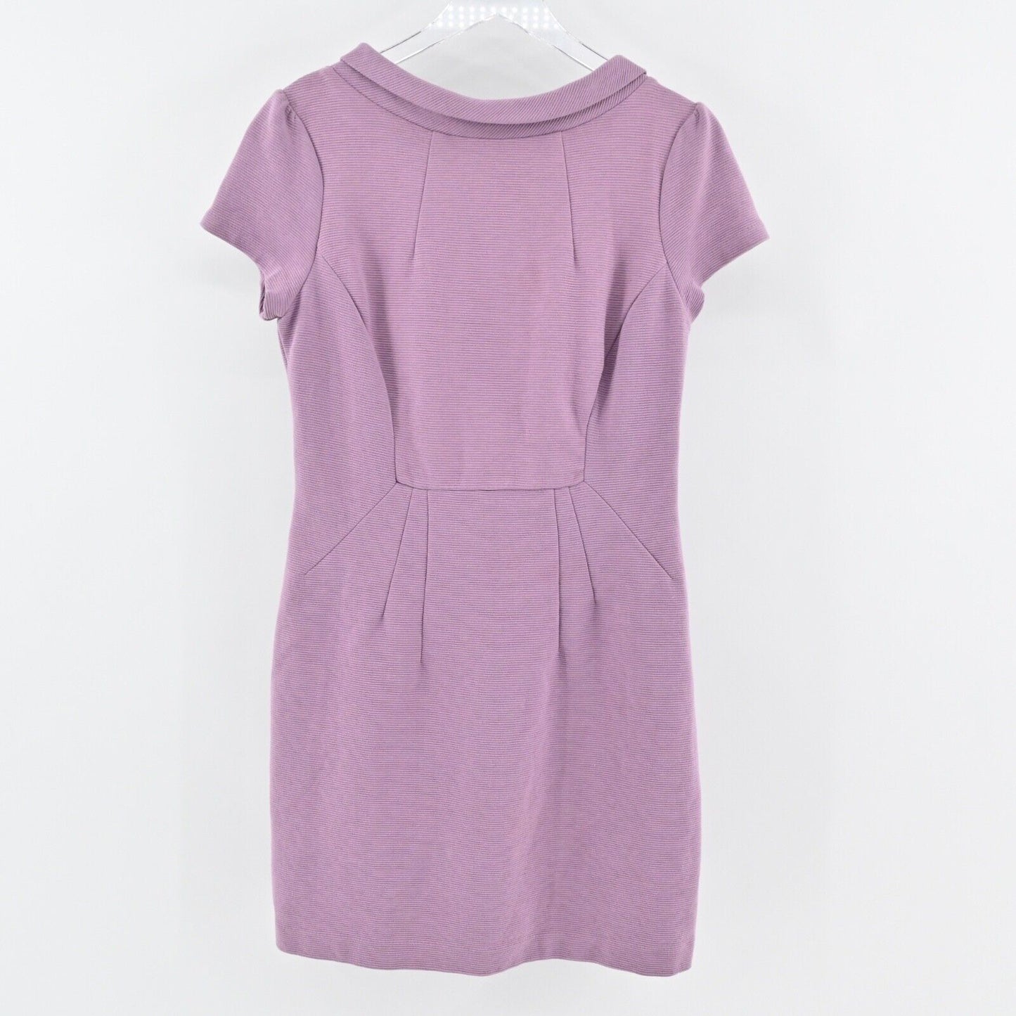 BODEN Dress Size 10P Purple Cotton High Neck Short Sleeve Betty Ottoman Sheath