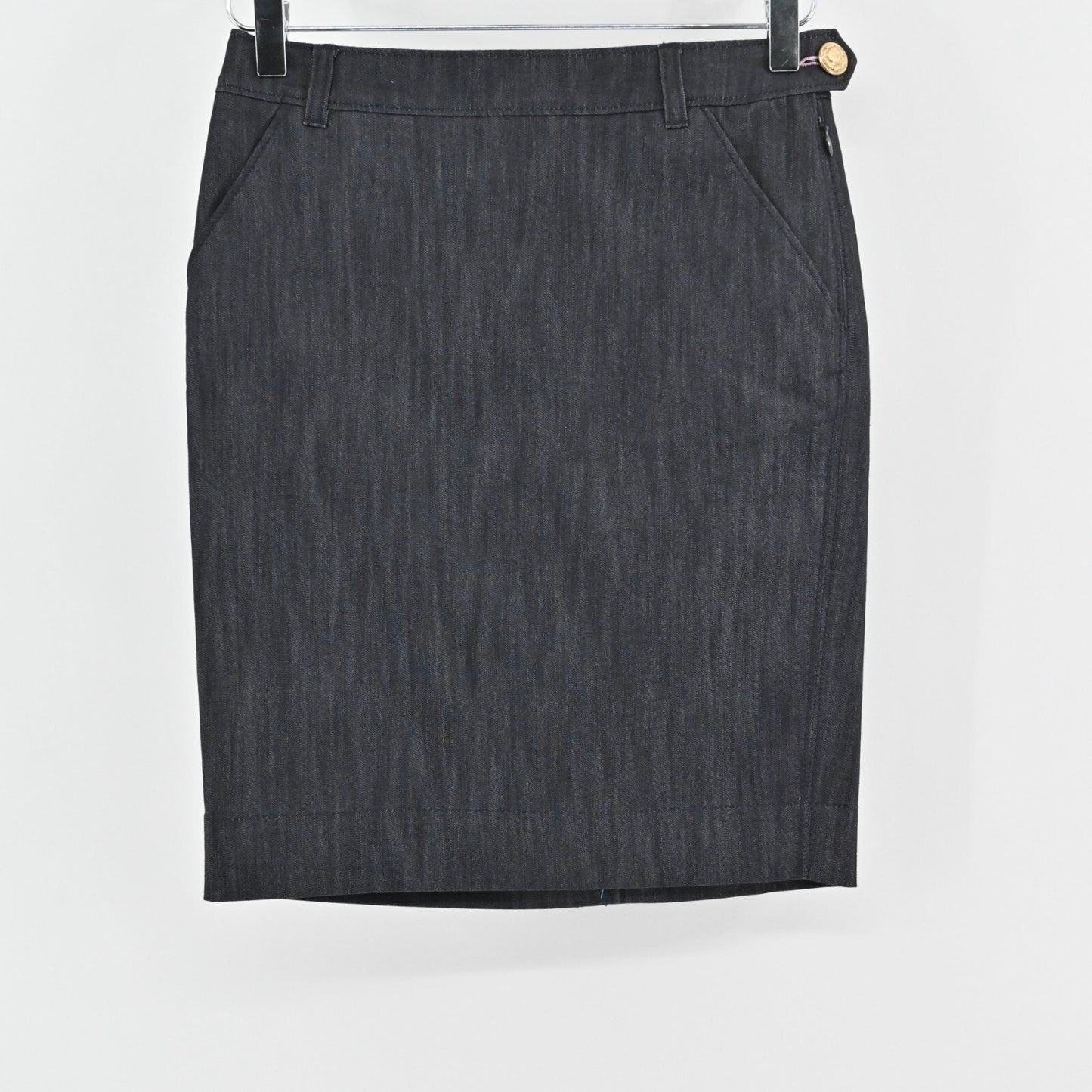 LILLY PULITZER Denim Skirt Sz 0 Nadine Indigo Twill Dark Navy Stretch Pencil NEW