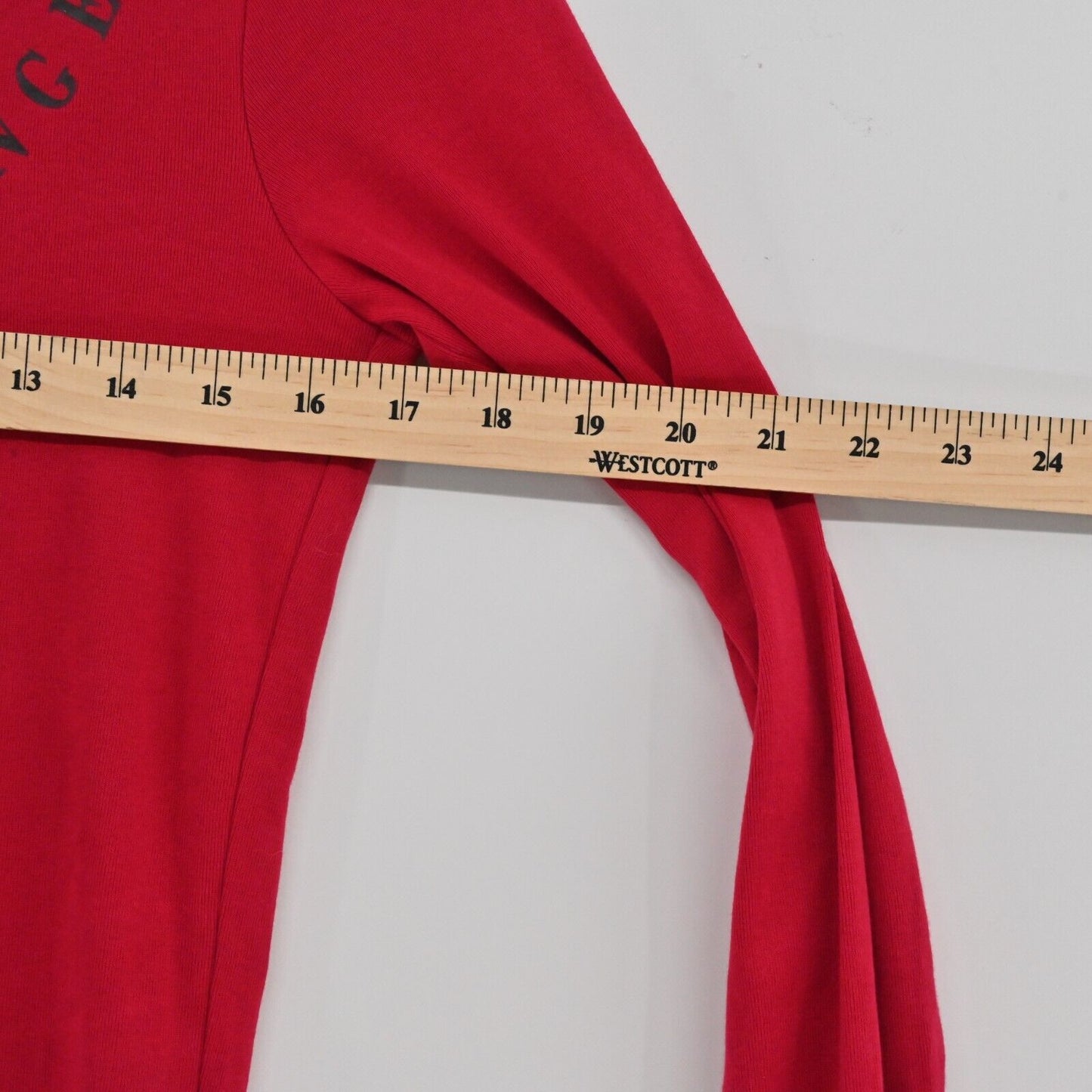 Vtg ARMANI EXCHANGE Top Womens Size M Red Long Sleeve Spellout Cotton Holiday