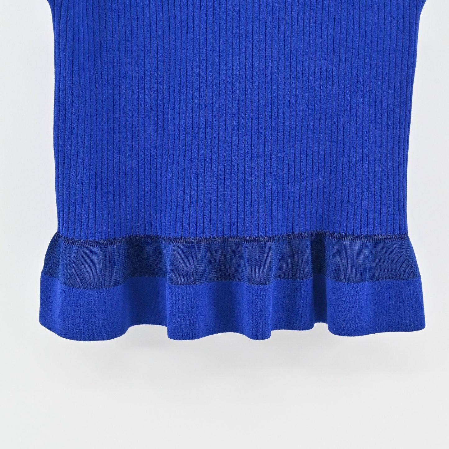 DIANE VON FURSTENBERG Top Womens Size M Cobalt Blue Ribbed Knit Peplum Tank DVF