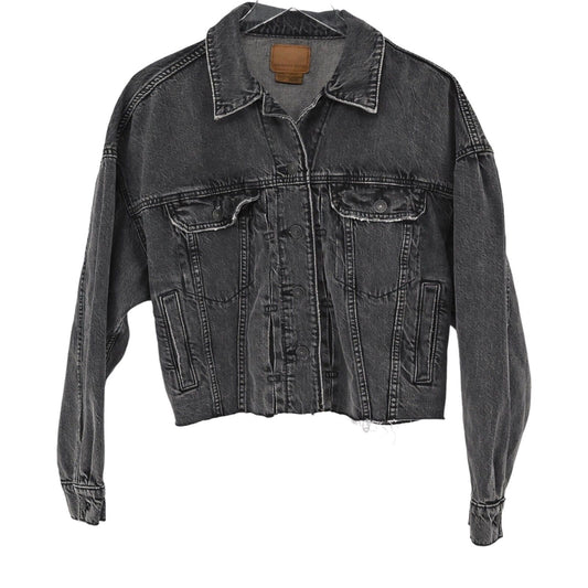 AMERICAN EAGLE Jacket Womens Size Small Black Wash Long Sleeve Cropped Denim