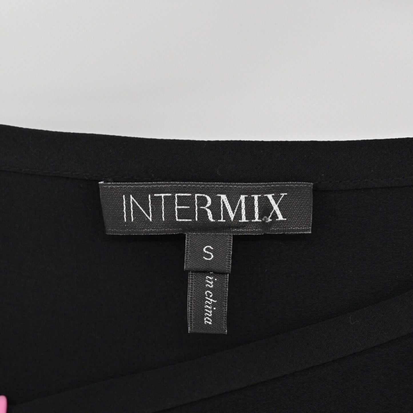 INTERMIX Top Womens Size S Colorblock Black Leopard Print 100% Silk Long Sleeves