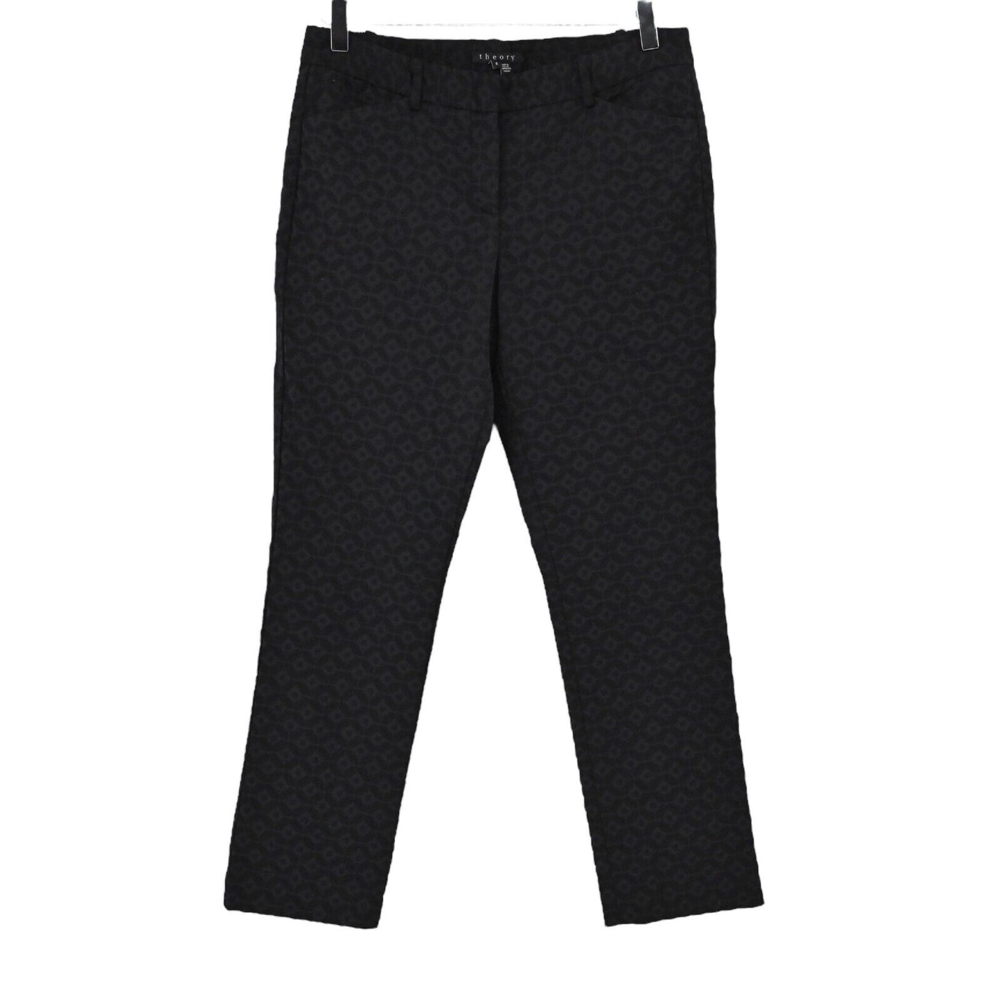THEORY Pants Womens Sz 6 Izelle Charismatic Jacquard Dress Pants Black Straight