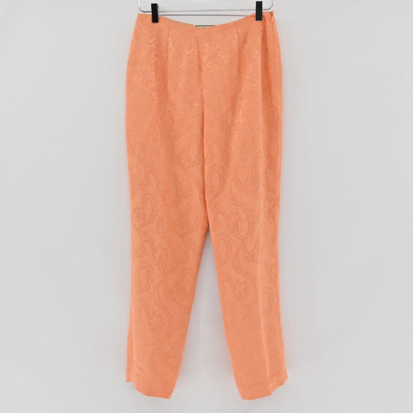 Vtg CARLISLE Set Womens Sz 4/6 Coral Beaded Square Tank Jacquard Straight Pants