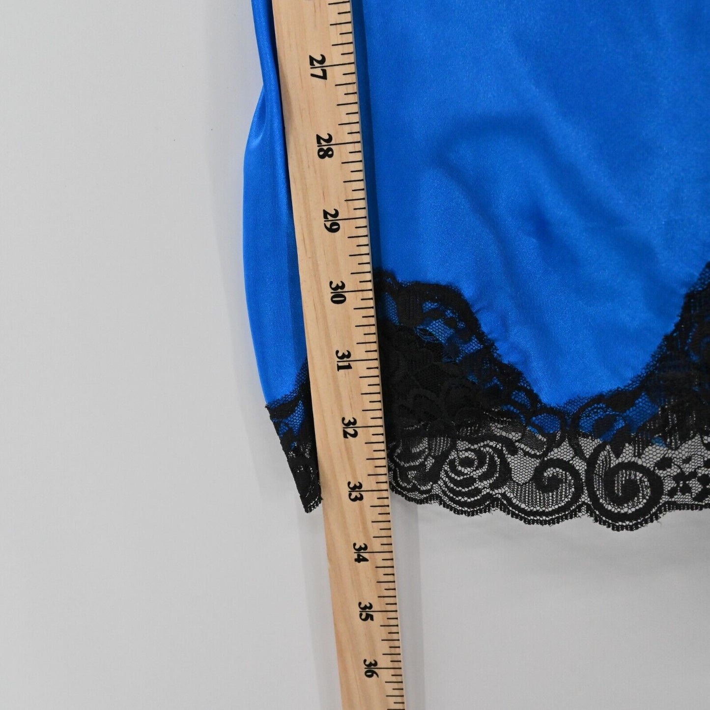 FREDERICKS of HOLLYWOOD Womens Sz M Blue Black Lace Satin Sleeveless Slip Dress