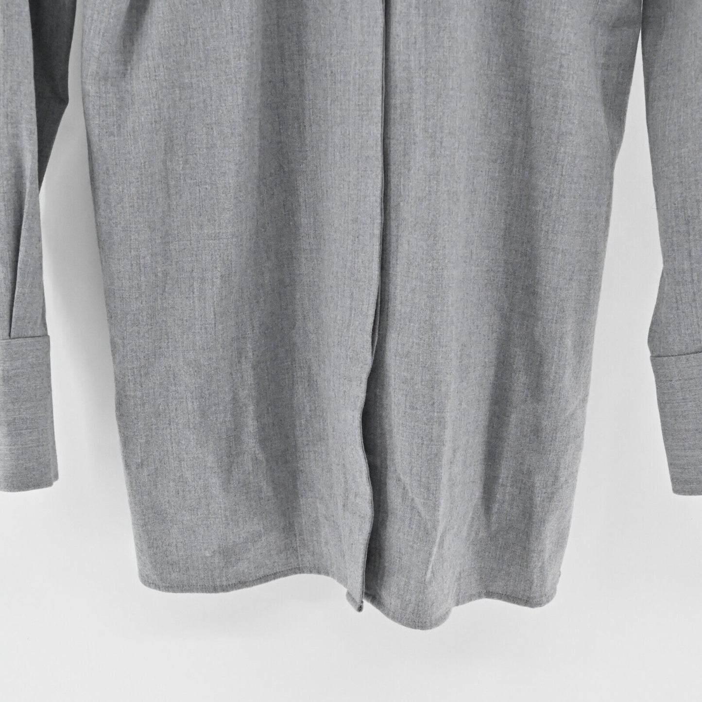 THEORY Top Womens Size P Solid Gray Long Sleeve Hidden Button Front Collar