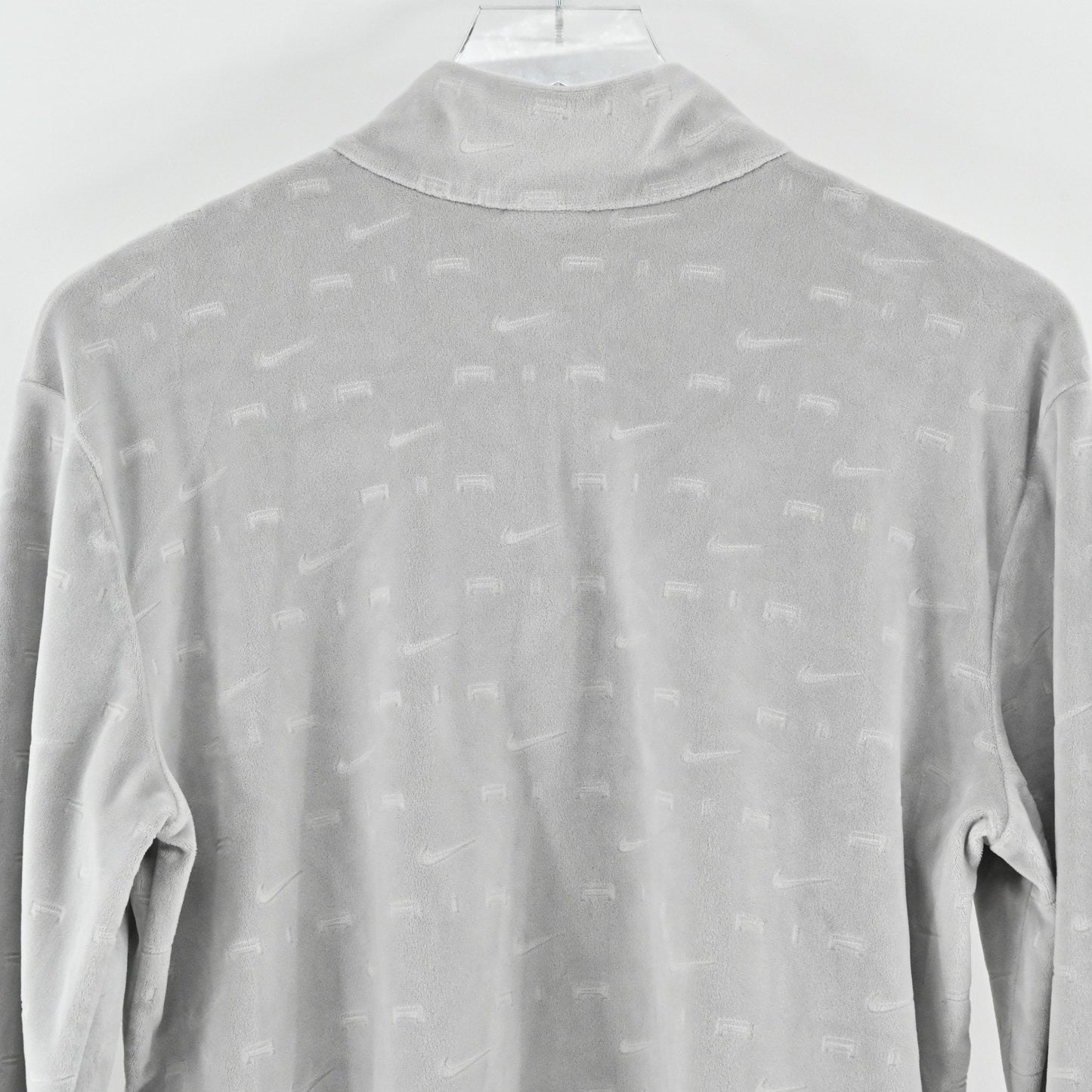 Nike Womens Gray Velour Crop Sweatshirt Size XL Quarter Zip Pullover Long Sleeve