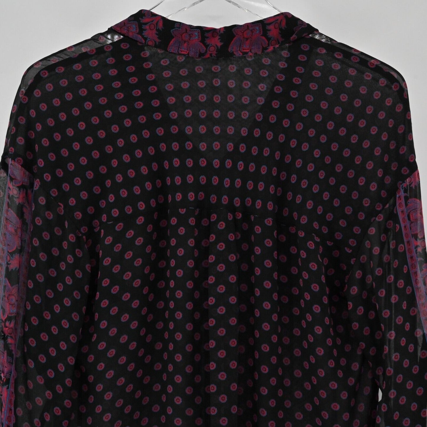 FREE PEOPLE Top Womens Size XS Easy Rider Button Down Blouse Black Combo Floral