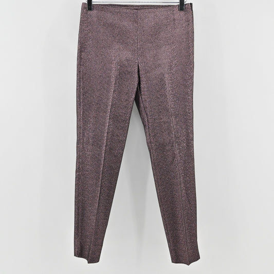 Maliparmi Womens Metallic Purple Straight Leg Pants Size 38 Mid Rise Casual