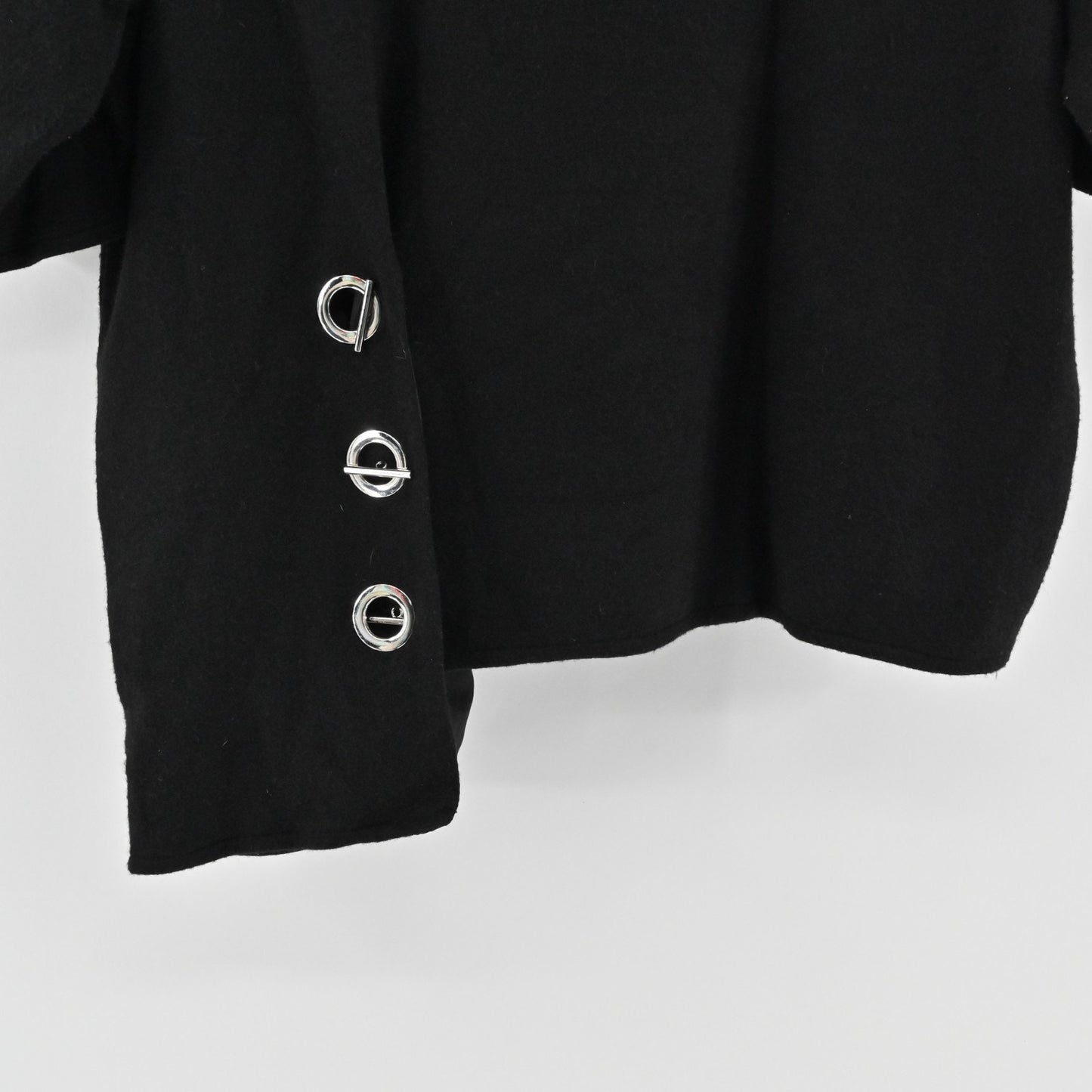 Joseph Ribkoff Womens Black Asymmetrical Top Size 4 Silver Toggle Detail Blouse