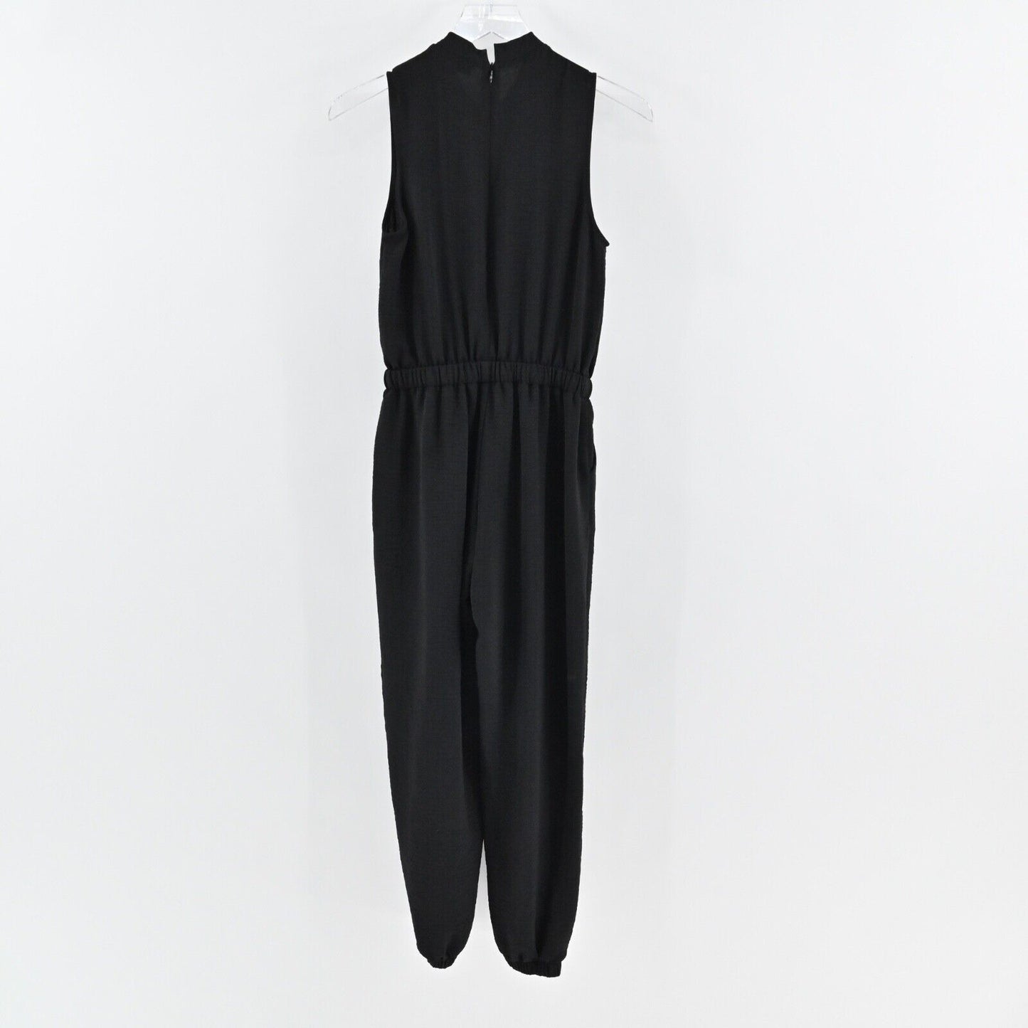 GILLI Jumpsuit Womens Size S Black Sleeveless Mock Neck Drawstring Waist Jogger