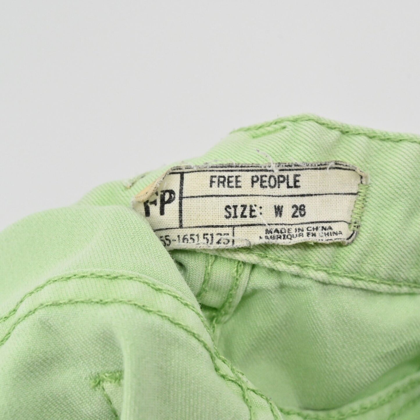 FREE PEOPLE Jeans Womens Sz 26 Low Rise Mint Green Skinny Leg Stretch Zip Ankle