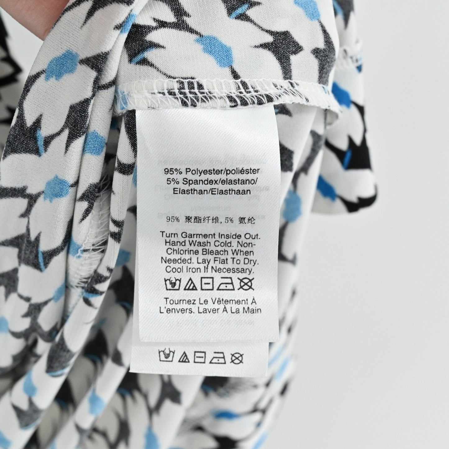 DKNY Faux Wrap Dress Size L Geometric Modern Artistic Flattering Sophisticated