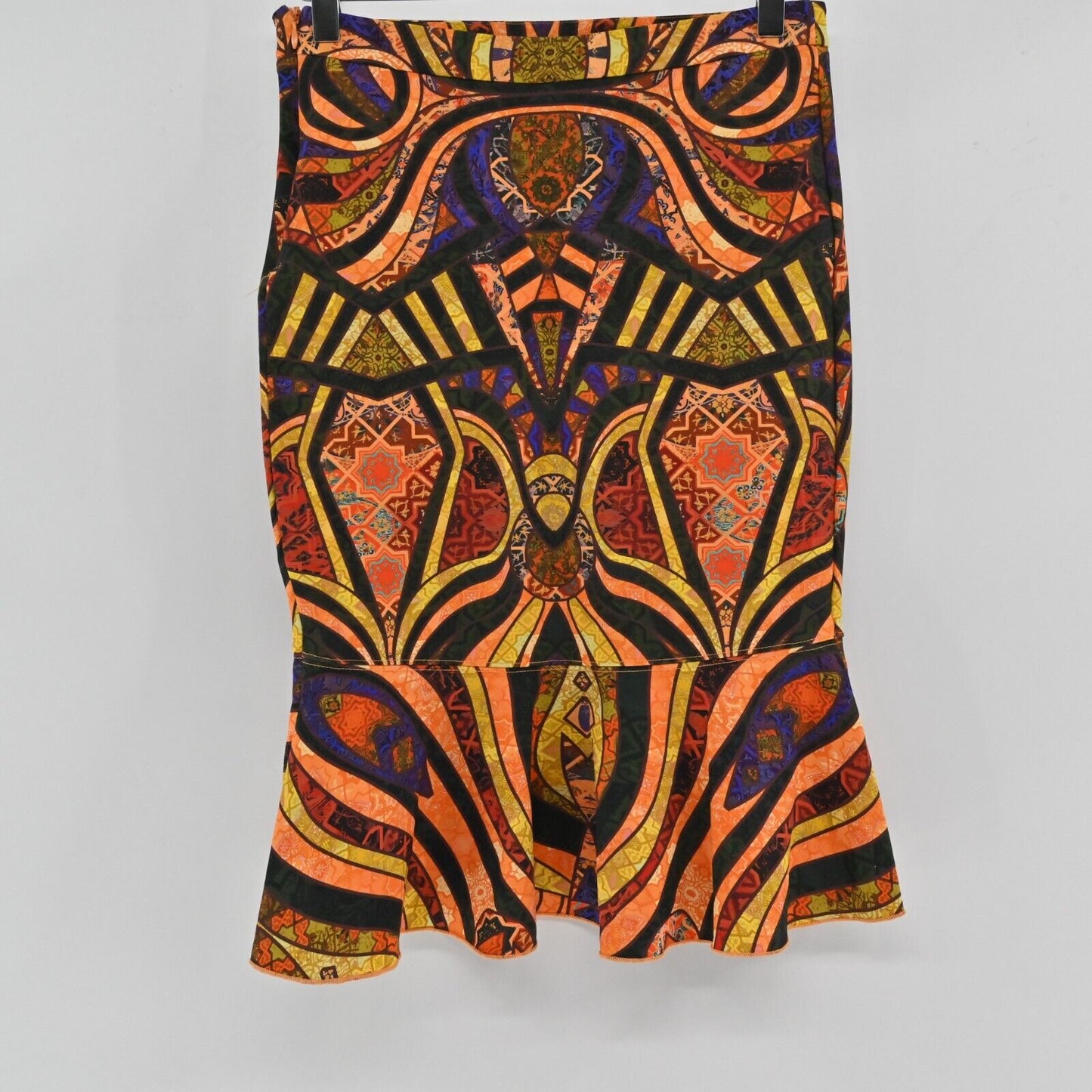 TORN by RONNY KOBO Skirt Womens Sz S Orange Boho Geometric Paris Trumpet Pencil