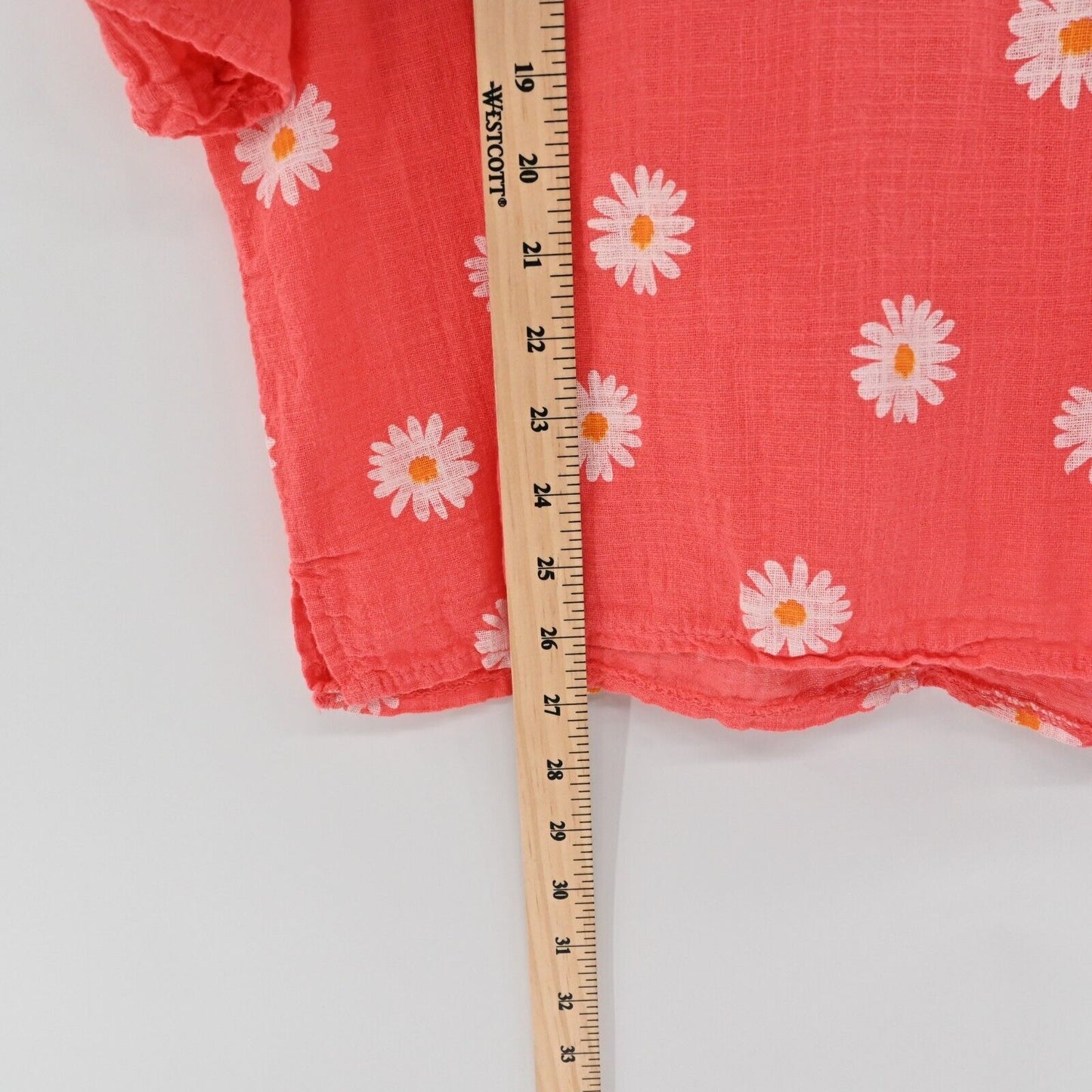Italian Made Top Womens Size XXL Linen Daisy Flower Print Woven Relaxed Fit Fur