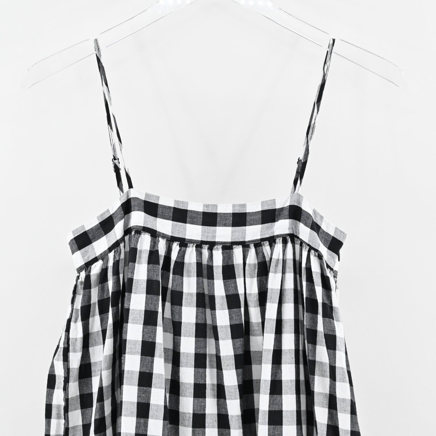 OPT Dress Size S Barbie Doll Sleeveless Straight Neck Mini Black White Gingham